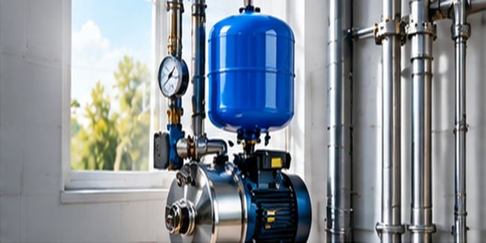Surpresseur avec r&eacute;servoir bleu et manom&egrave;tre